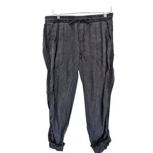 Cloth & Stone‎ Roll Tab Pants Womens S Black Travel Beach Grunge Tencel